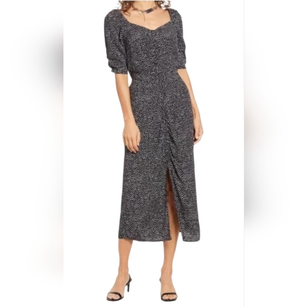 NWT Open Edit Nordstrom Curvy Waist Ruched Spots Dress Sx XL 14/16